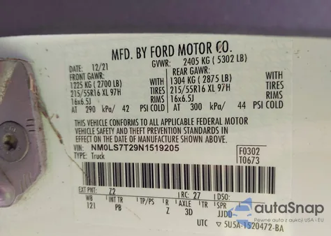 2022 Ford Transit Connect Xlt Cargo Van z USA, uszkodzony, nr VIN NM0LS7T29N1519205